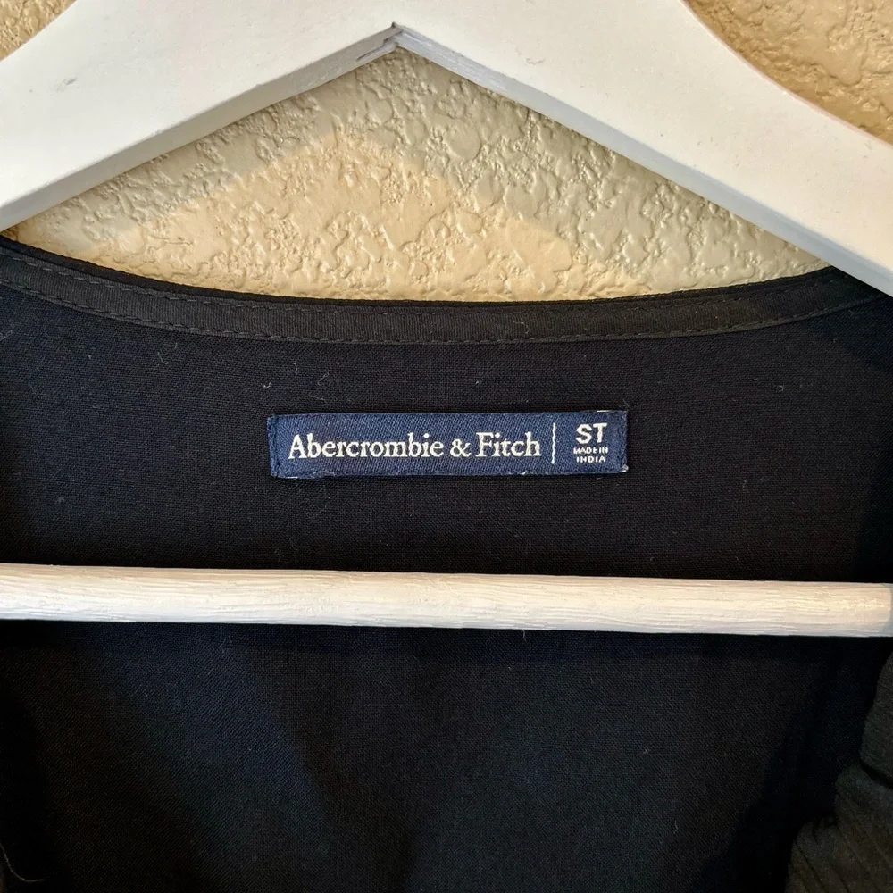 Abercrombie & Fitch Black Ruffle Wrap Long Sleeve Mini Dress Size ST - Picture 6 of 7